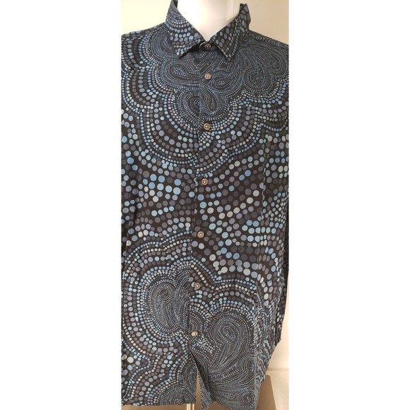 PERRY ELLIS Mens 2X Slim Fit Blue's Circle Abstract Print Button Down Shirt - Picture 5 of 16
